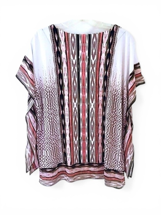 JM Collection Tops - JM COLLECTION Studded Top with Tandoori Geometric Print